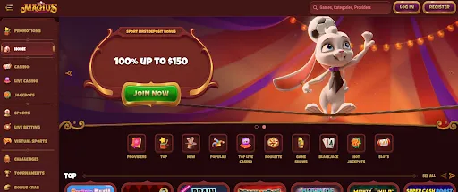 Magius Casino main page
