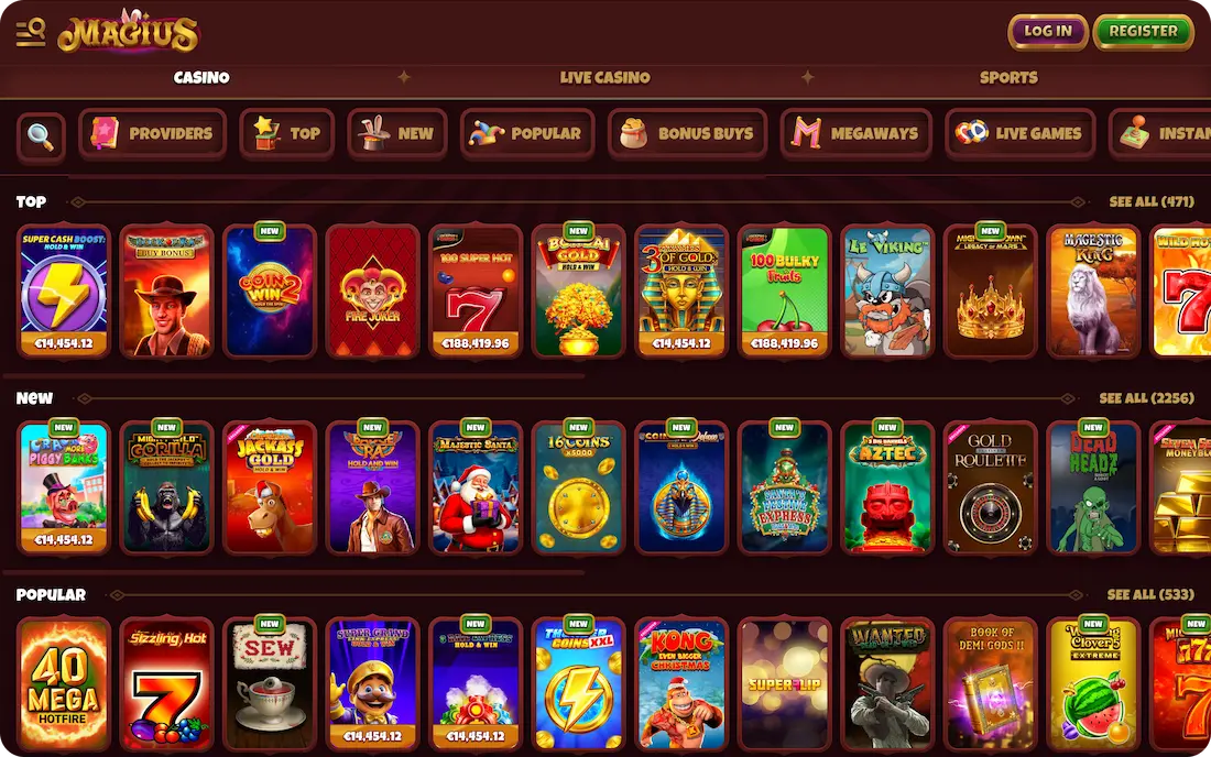 magius casino games